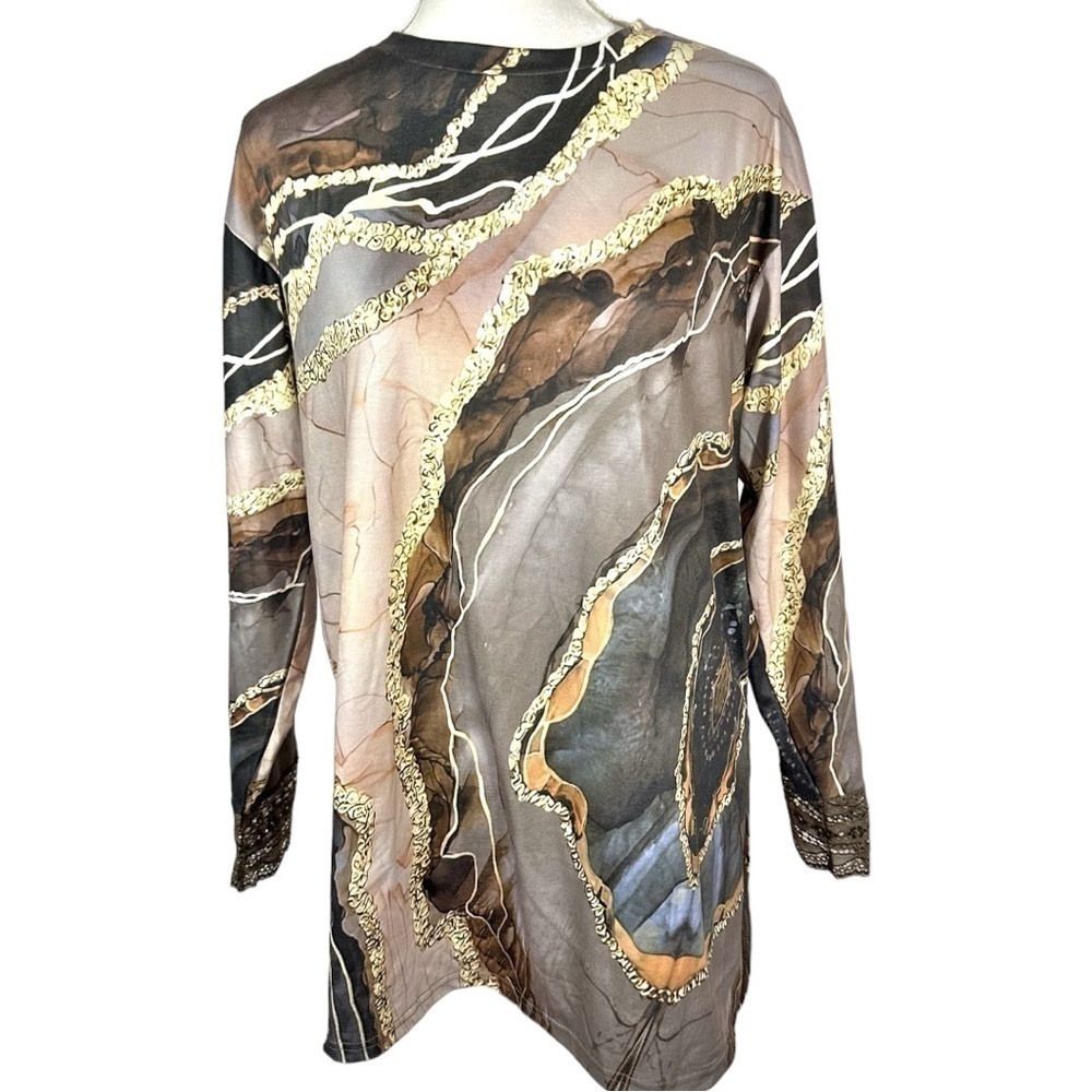 🌸NWT- Zolucky Marble Print Long Sleeve Tunic- Size XL